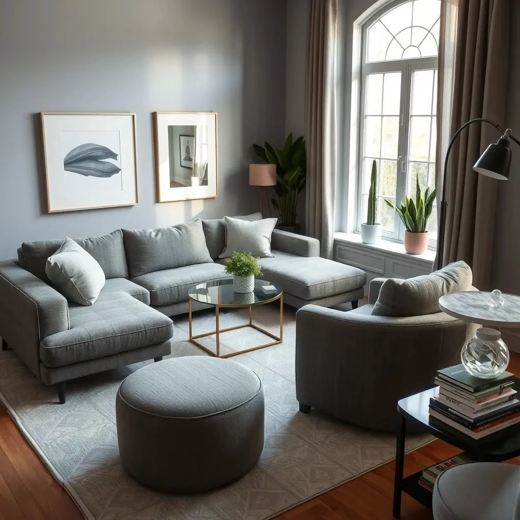 Декор гостиной в серых тонах