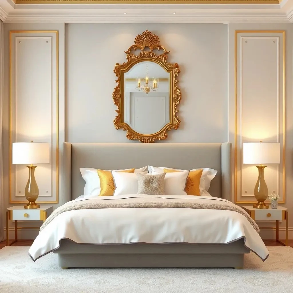 Декор спальни с элементами золота